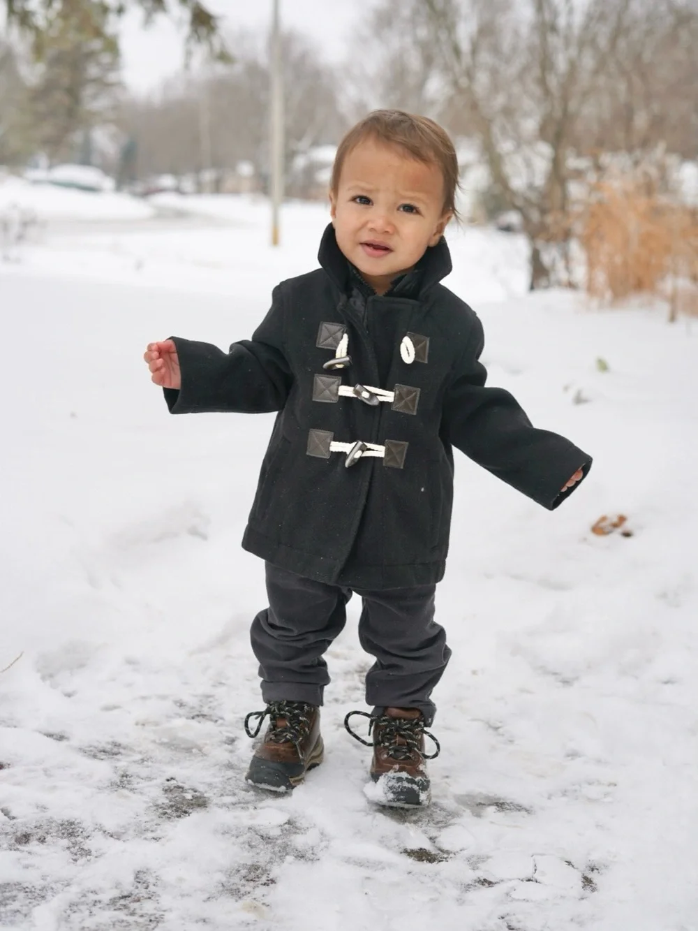 Cherokee Black Kids Toggle Pea Coat with Rope Closures 12 months